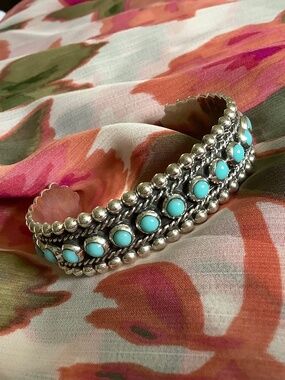 Sterling Silver 925 Turquoise Western Cuff Bracelet